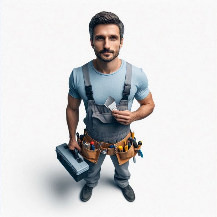 Tradesperson with tool belt ready for work
